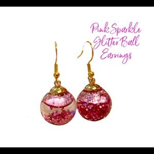 Pink Sparkle Ball Earrings